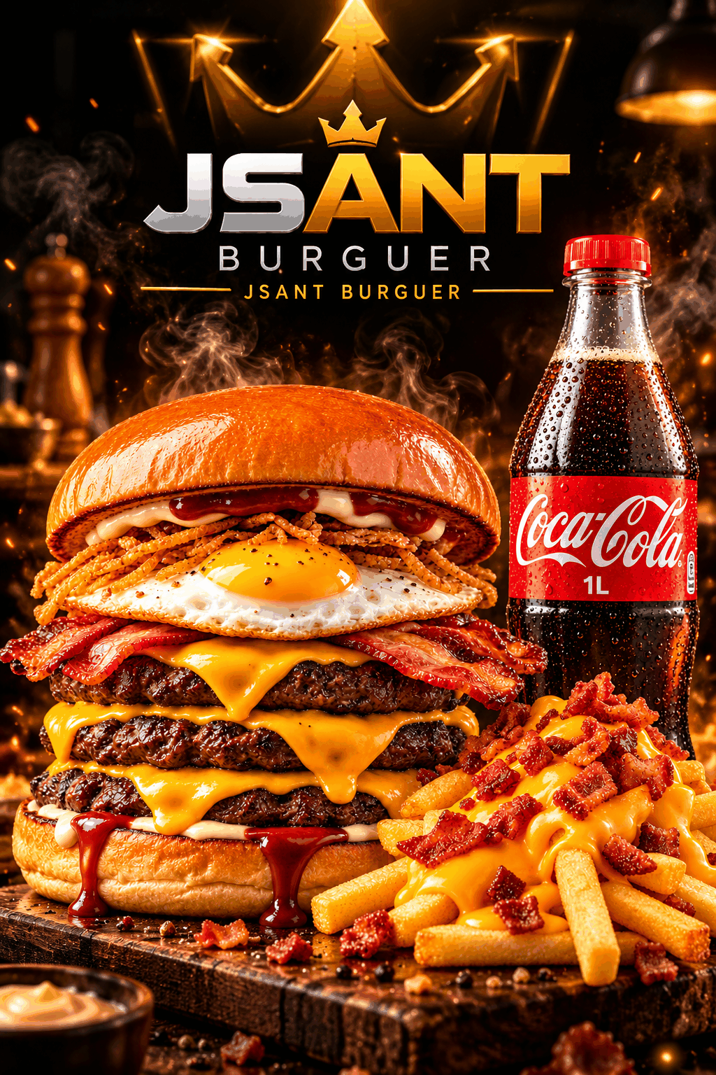 Combo Burger: 1 hambúrguer artesanal, batata frita e 1 Coca-Cola