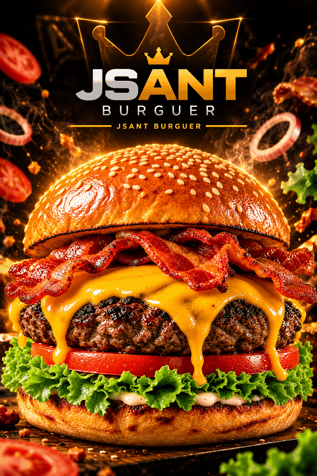 X-Bacon artesanal com blend 160g, cheddar cremoso e fatias crocantes de bacon